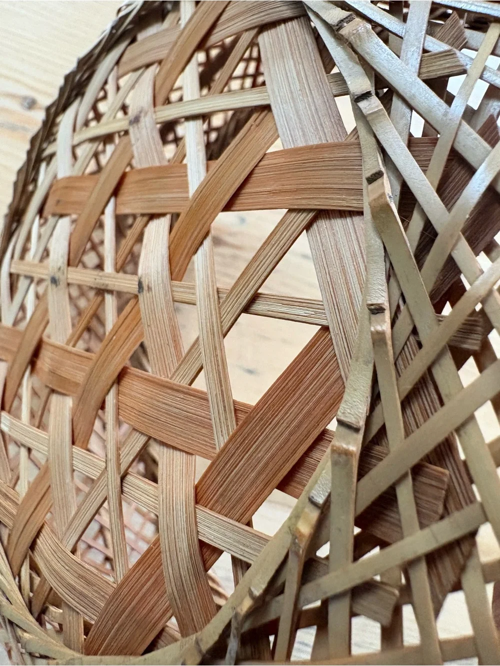 Vintage Reed and Rattan Round Basket
